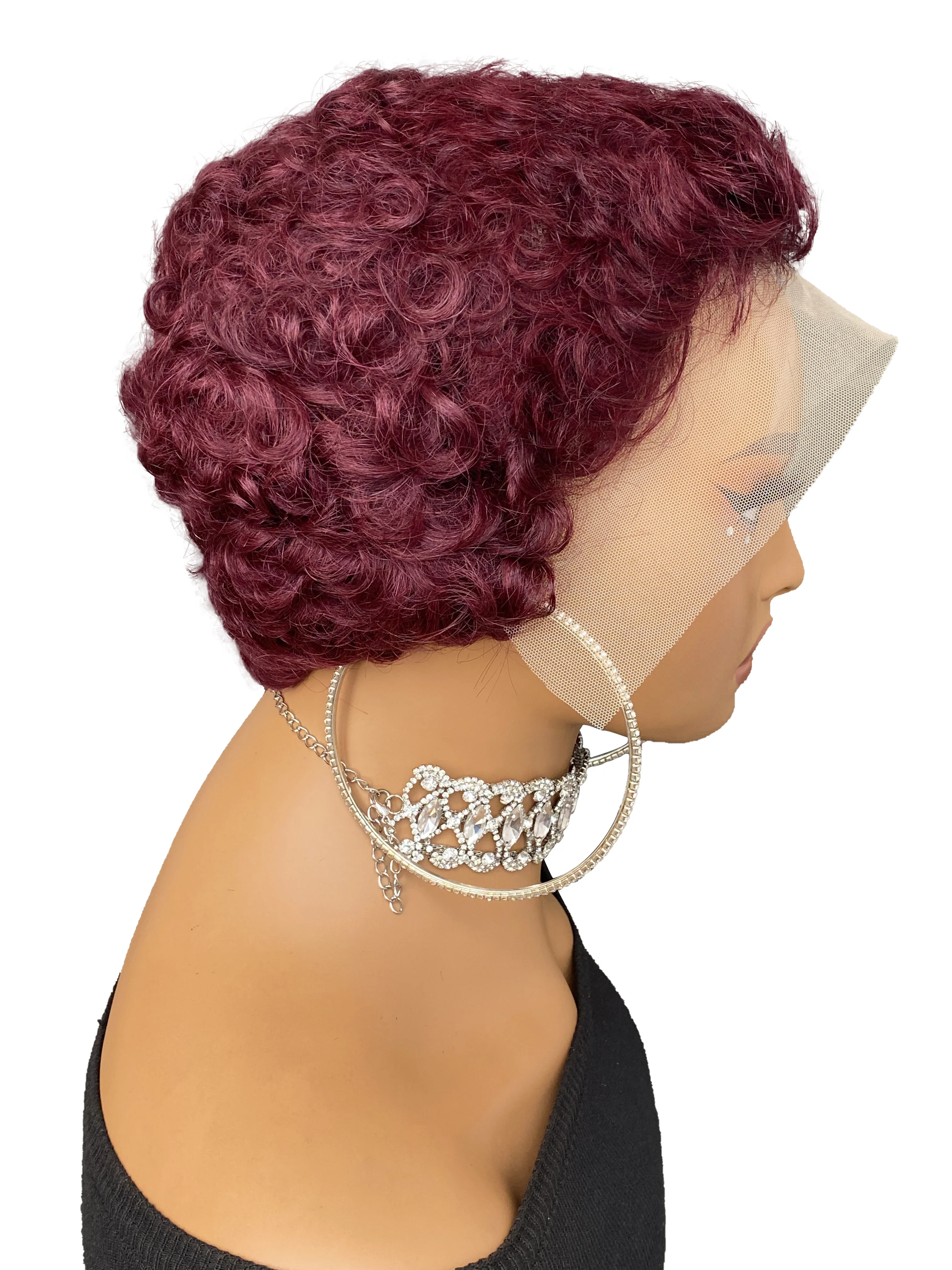 150% Density Short Pixie Cut Curly Wig Kinky Curly 13x4 Lace Frontal Short Wig Remy Hair Human Hair Wigs for Women Colored Wig_voghion.com