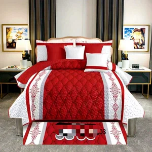 China Factory 24-Piece Waterproof Geometric Pattern Bed Cover and Bathroom Set King Size 24 Pcs Matching Curtains Wholesale