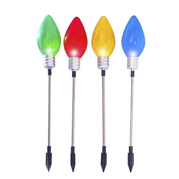 4pk 18in 4L LED Solar Decoration Light String C7 Stakes for Christmas Yard