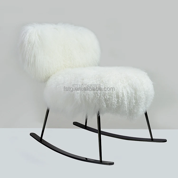 white fur rocking chair