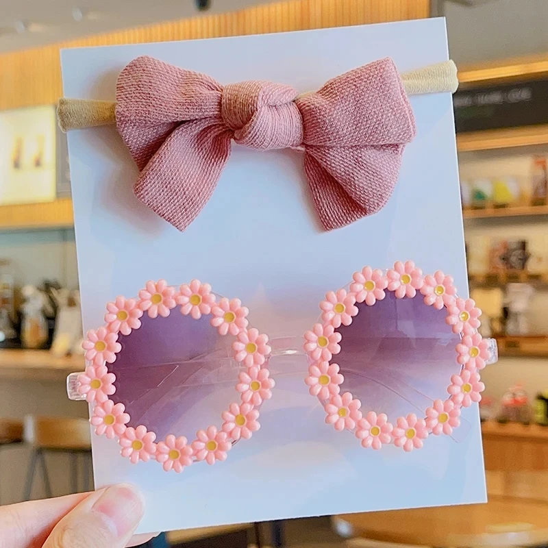 New Low Price Hot Selling Fashion Baby Sun Flower Eyeglasses With Headbands Set Lovely C aperçu 10