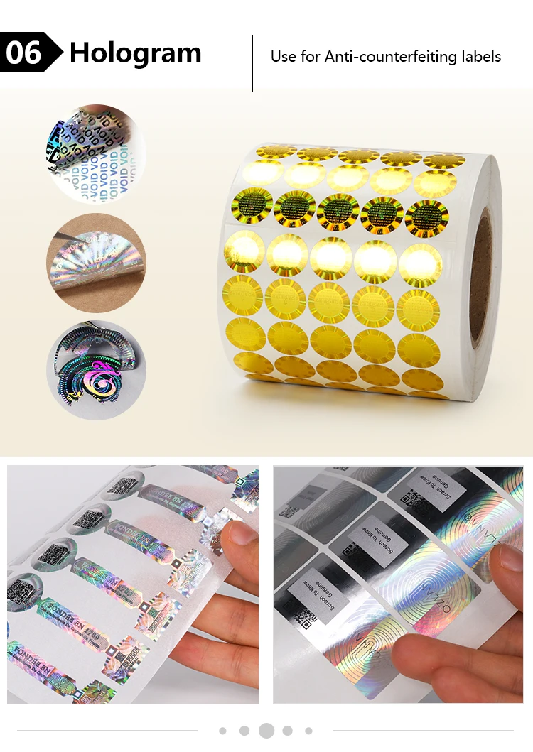 Customized printing logo hologram packing roll Business stickers H8f45db4ce3a84fb39e50a77a80341a33G