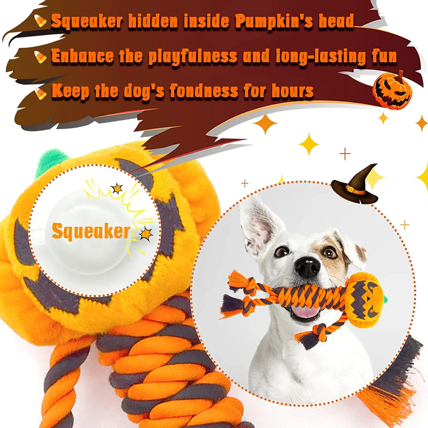 Halloween Hot Sale Dog Toys Durable Rope Chew Plush Squeaky Interactive