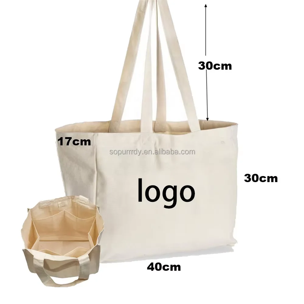 Custom Logo Large Cotton Canvas Beach Tote Bag