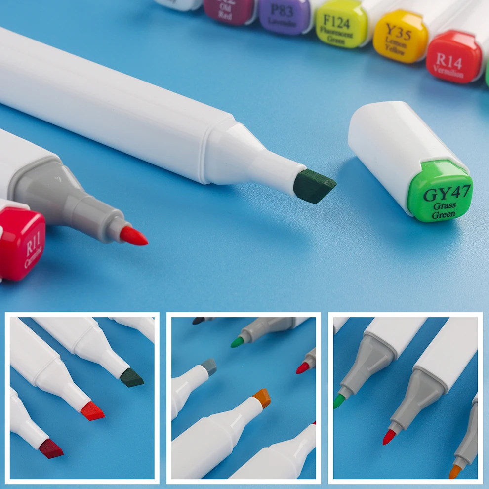 Хайлайтер Двойные наконечники Перманентный маркер для рисования Ручки Маркеры эскизов 80 цветов алкоголя маркеры альбом раскрашивания взрослых