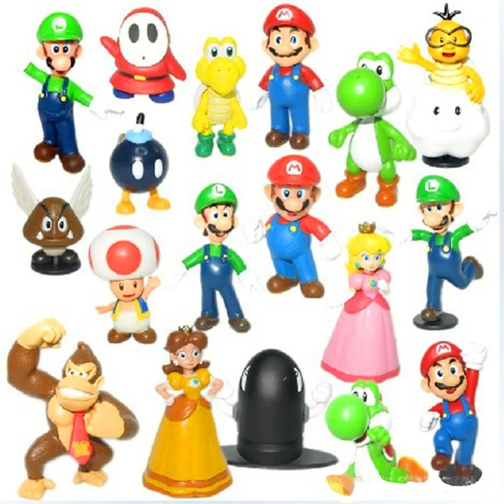 Jiahui Brand 3 Pcs Super Mario Bros Luigi Mario Yoshi PVC Action Figures Toy, 
