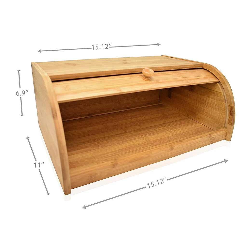 Luxury Kitchen Bamboo Food Storage Box Bread Container Bamboo Bread Box