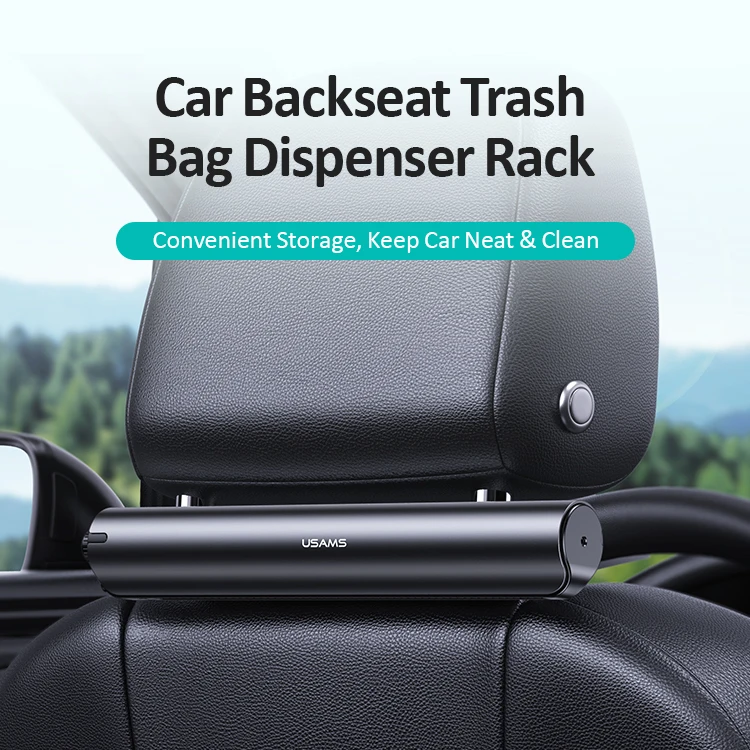 USAMS Car Accessories Interior Decoration Eco Friendly Garbage Bag Dispenser Rack Degradable Trash Bags For Cars Garbage