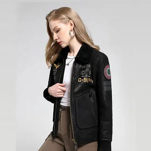 2022 Sell Well - High Quality Custom Heavy Embroidered Leather Ladies Jacket Leather Bomber Jacket
