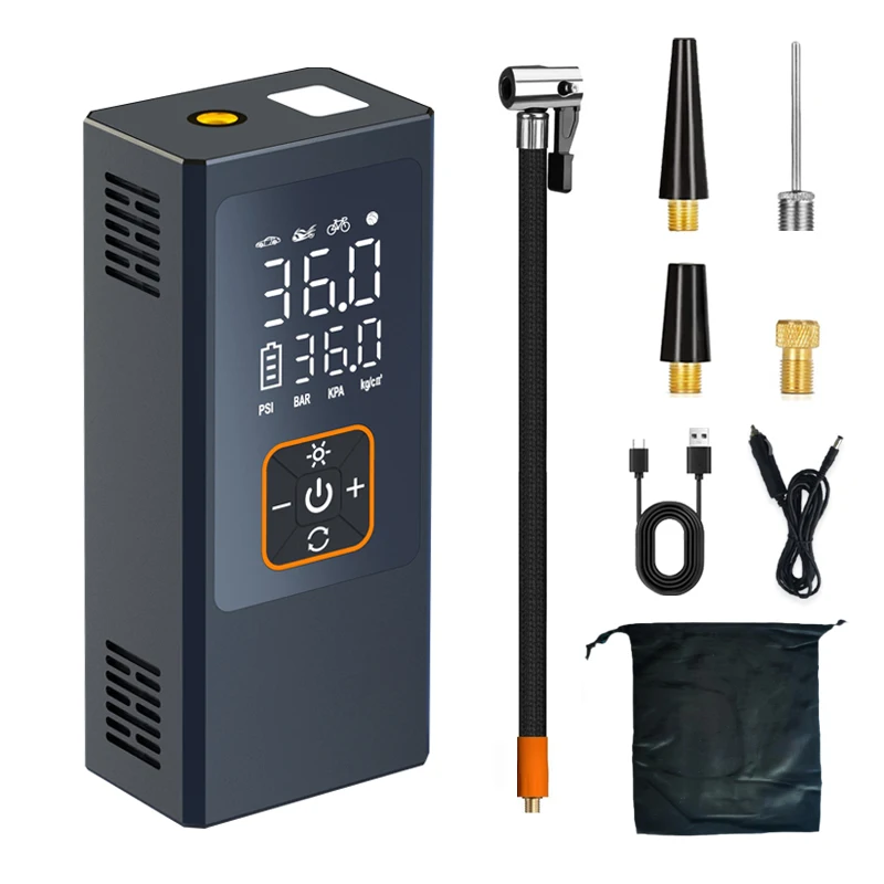 HF8012  Portable Portable Air Compressor Auto-stop Intelligent Digital Preset Pressure Car air Pump with Power Bank Function