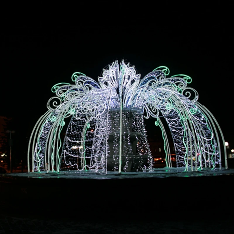 3d Large Christmas Arch Rbg Led Holiday New Year Decorative Water Proof Luminous Fountain Motif Lights