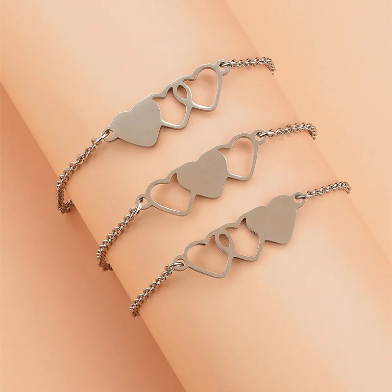 PCS/SET Stainless Steel Sisters Best Friends Charm Bracelets