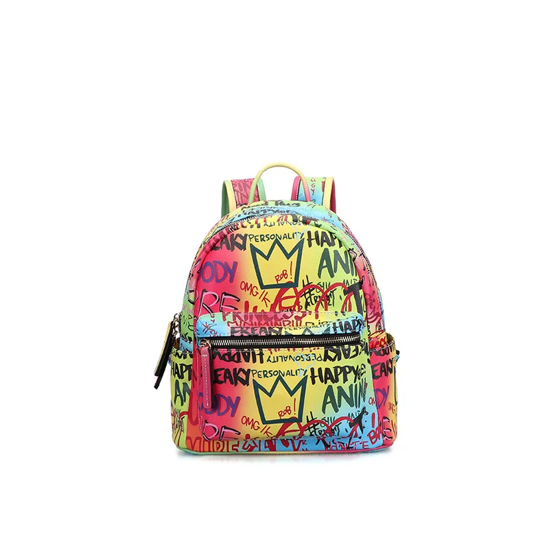 New Style Zipper Graffiti Backpack With 