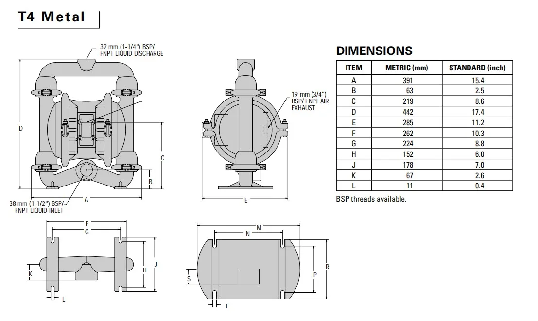 T2 T4 T8 T15 P2 P4 Aluminum Wilden AODD Pump Air-Operated Double Pneumatic Diaphragm Pumps supplier