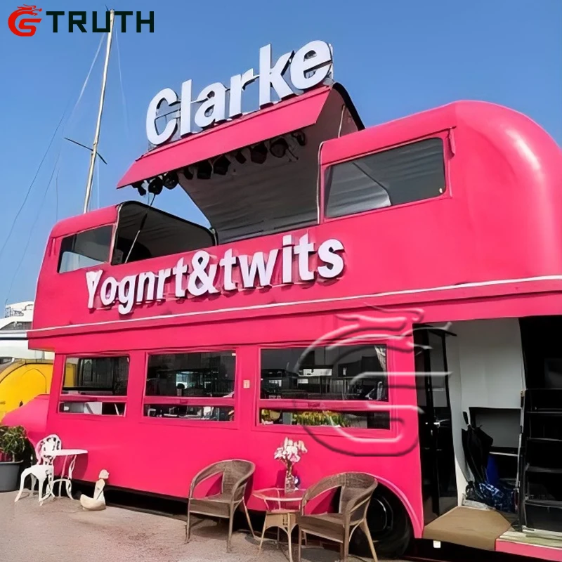 Mobile Automatic Double Decker Bus Dining Food Cart BBQ