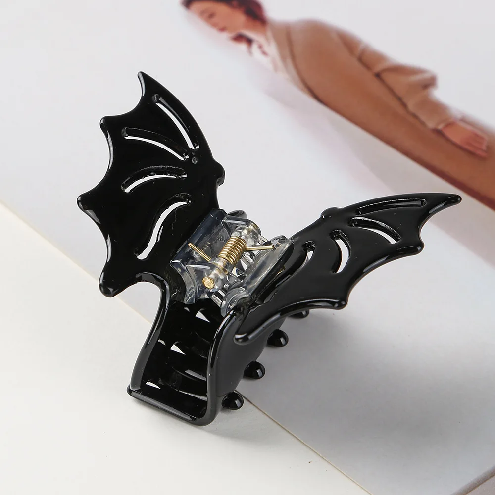 Halloween-Haarspangen Mit Fledermaus & Rubin – Metall-Clips Für Dicke & Dünne Haare