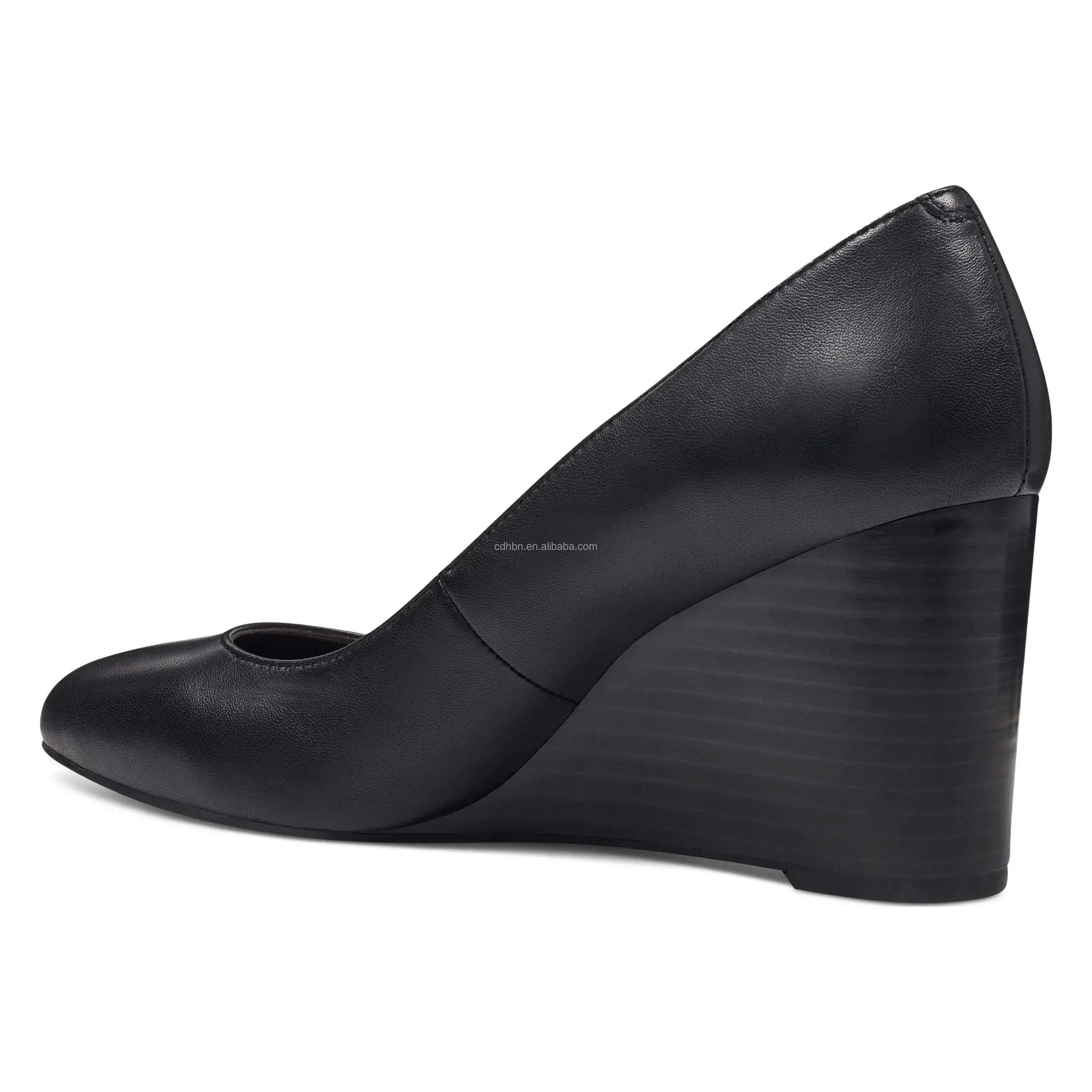 Black Faux Leather Close Toe Wedge Heel Women And Laddies Pumps Women