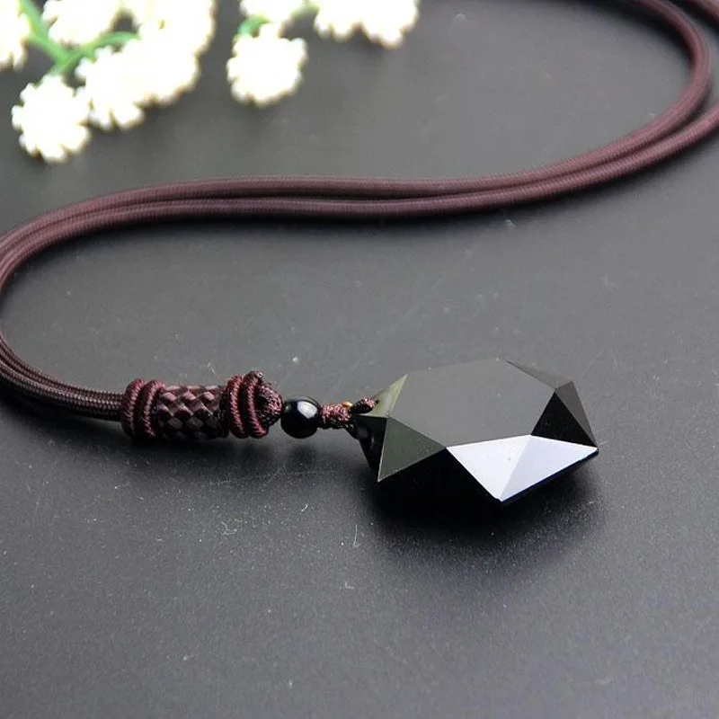 Obsidian Hexagram & Amethyst Healing Necklace