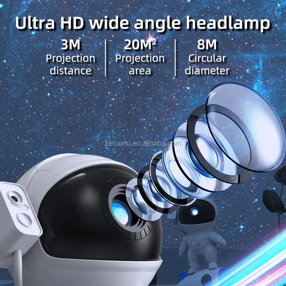 UFO Astronaut Hanging Pendant Light For Kids – Dimmable LED With Star Projection, Blue, 6000K