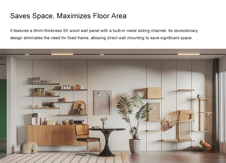 YOUPON Custom Modern Design Durable WPC/Oak Cat Treehouse with Large Space for Indoor Multi-Functional Climbing Frame manufacture