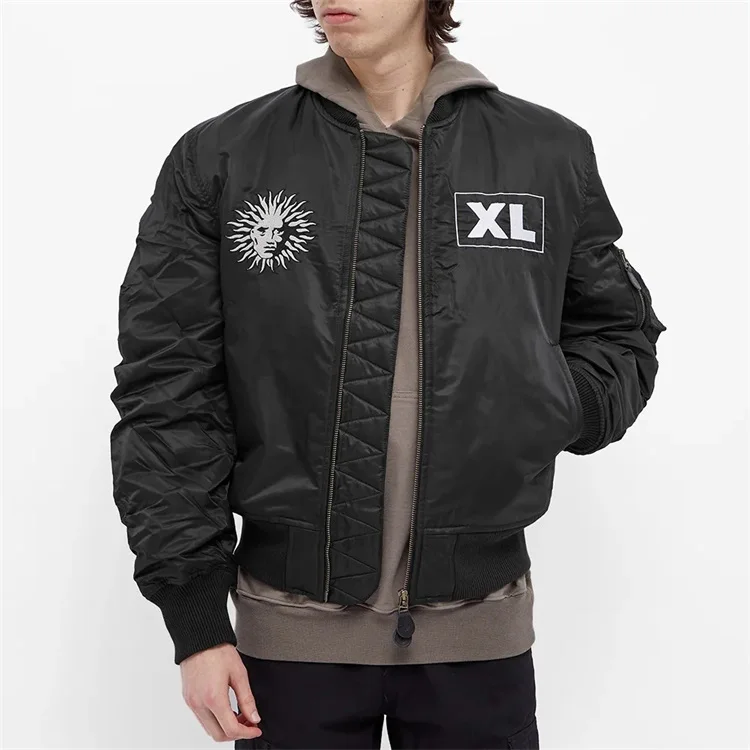 OEM custom100% Nylon interior shoulder straps black utility quilted bomber  pilot flight jacket for men| Alibaba.com