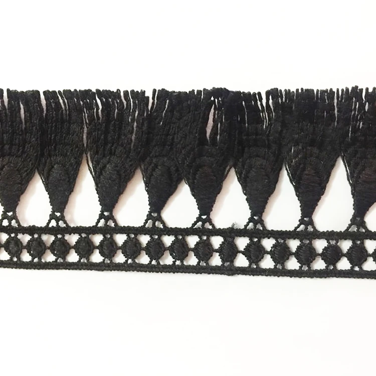 Black 5 Yards Lace Trim with Tassel 8cm wide DIY Sewing Applique Craft 