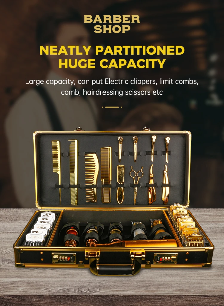 Professional Metal Barber Organizer Box Portable Aluminum Barberia