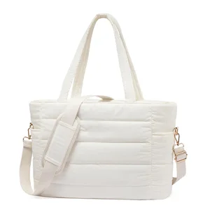 Custom Lightweight Fashion Nylon Travel Tote Sling Bag Puffy Quilted Shoulder Bag Handbag Portable Travel Bag With Compartments