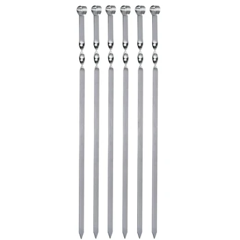 BBQ Accessories Flat Long Skewers Stainless Steel 6PCS 22inch Large Metal Grill Skewers Barbecue Kebab Skewer Set