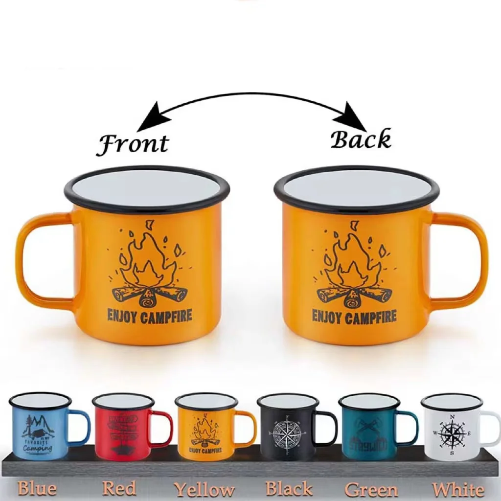 Stainless Steel Enamel Mug Hiking Plain Enamel Mugs With Custom Graphic