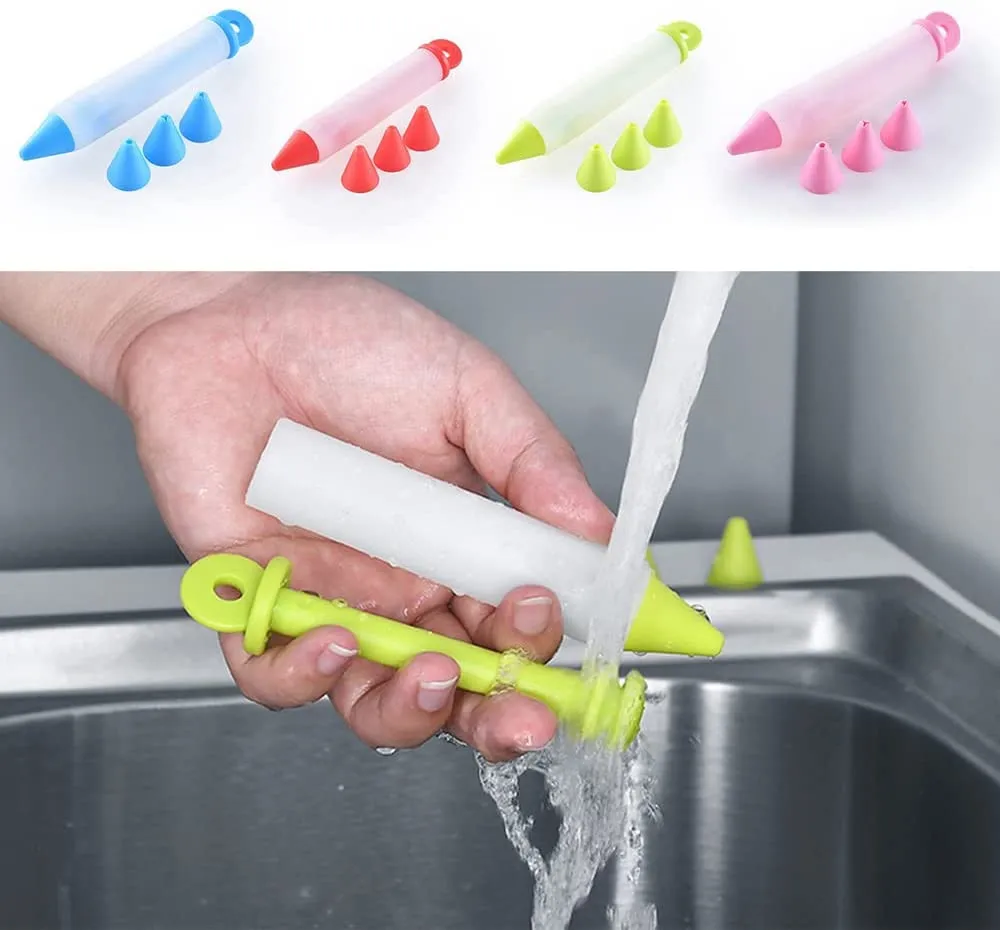 Cake Decorating Tools with 4 Patterns of Icing Piping Pen Tips for Cake Icing Cake Decorating Pens Kit