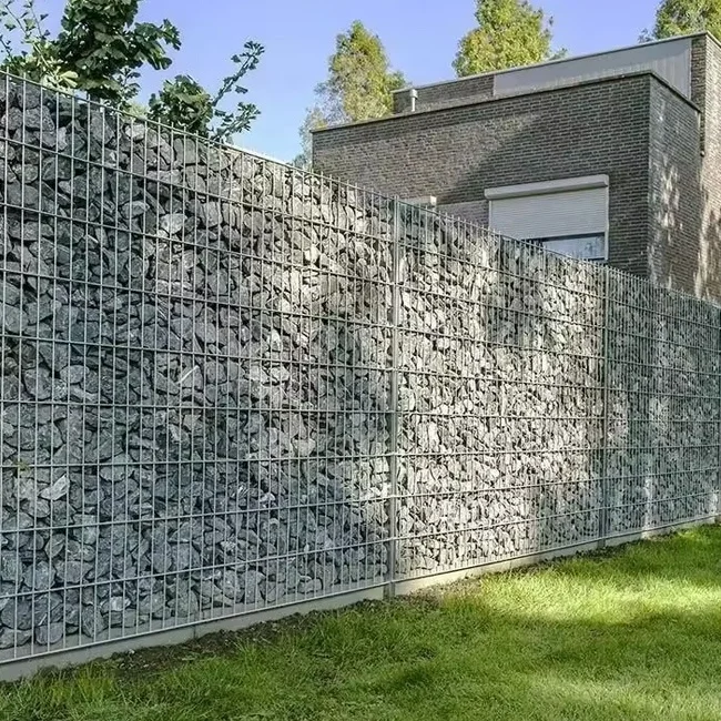 Galvanized Gabion Retaining Wall 2 Meters Tall Welded Gabion Mesh Gabion Basket Fence