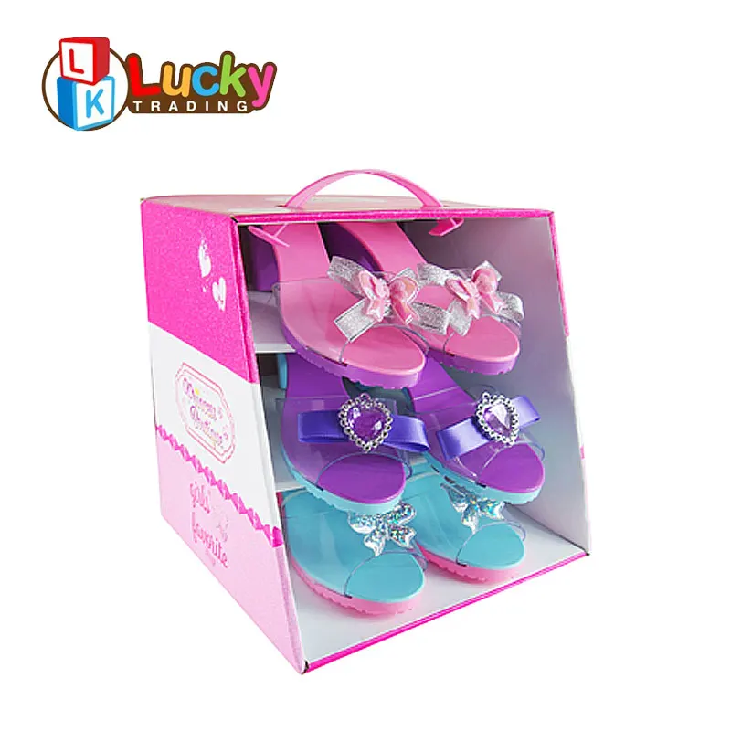 Milageto Chaussures de Princesse à Enfiler, Sandales en gelée pour Filles, Talons Moyens avec nœud, déguisement Fantaisie pour Cadeau, fête à thème, journée