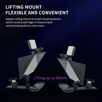 FEELWORLD TP13A Metal Teleprompter Beam Splitter GlassWide Lens DSLR/Smartphone Horizontal/Vertical Shooting Android/iOS APP detail image