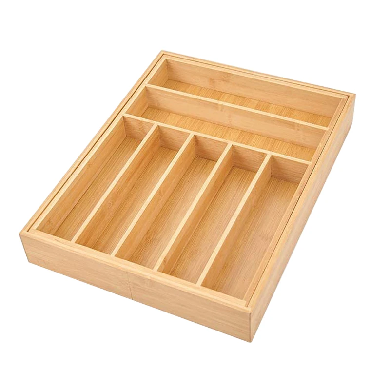 Bamboo Kitchen Drawer Organizer Silverware Organizer Utensil Holder and Cutlery Tray for Kitchen