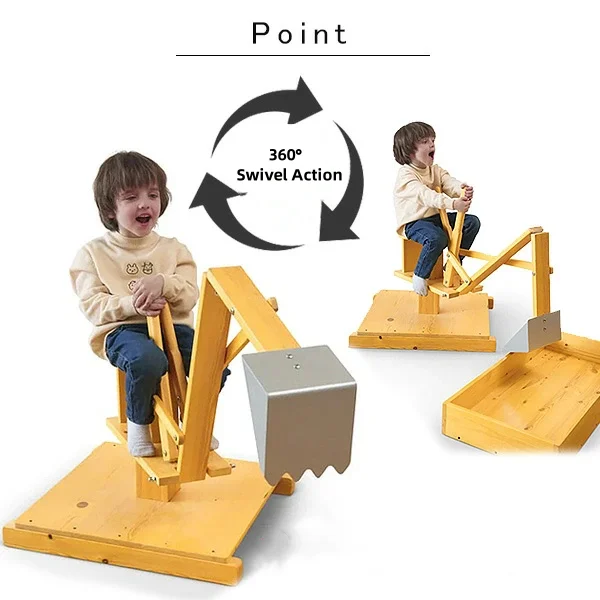 Kids Playground Equipment Wooden Sandbox Digging Toy with Working Crane ...