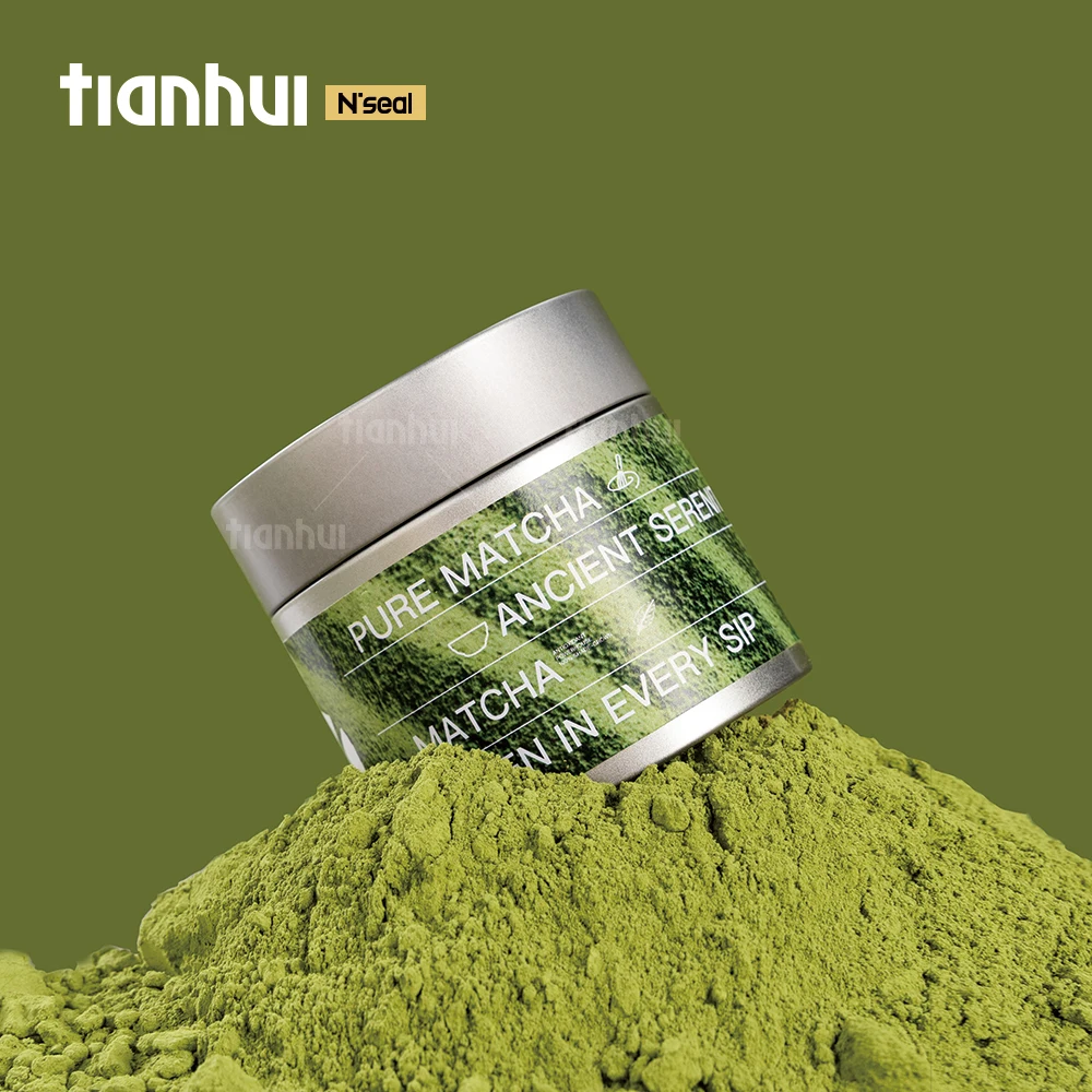 Tianhui Airtight Silver Matcha Tin Cans Round Metal Cans Custom