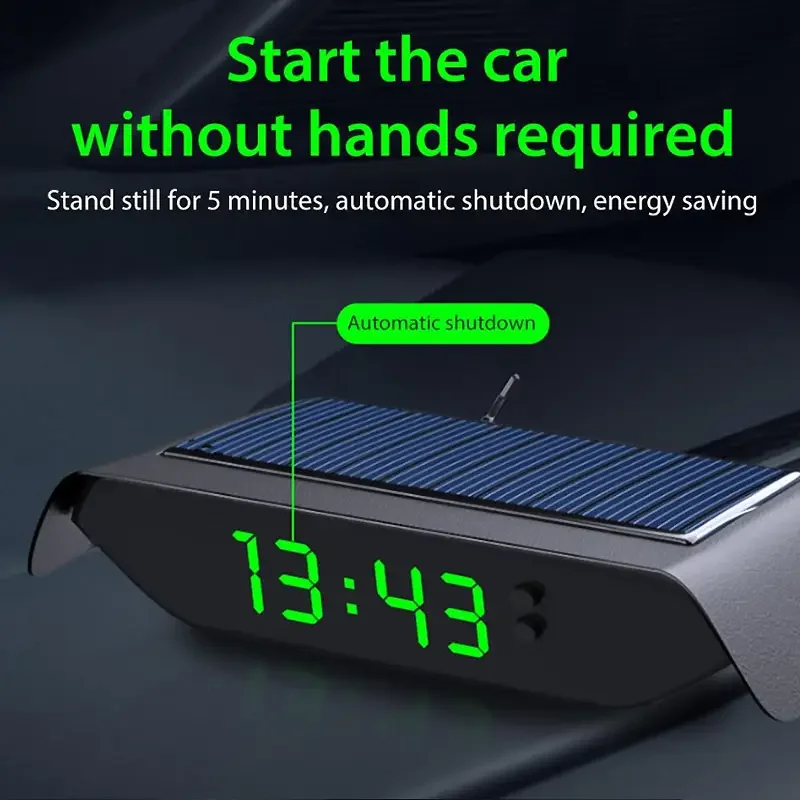 CHEETIE CP200 Auto Sensitivity to Light Black Wall Thermometer Digital Electronic Solar Car Clock