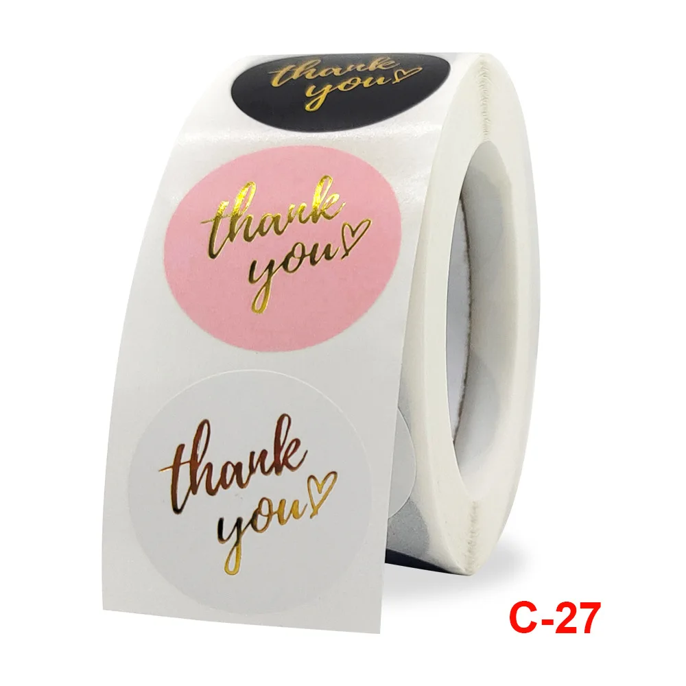 Custom Color Hot Stamping Copper Thank You Roll Decorative Stickers As Gift