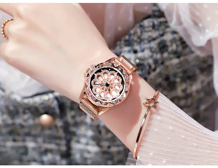 Fortune turns all over the sky. Women's watch with Red Diamonds