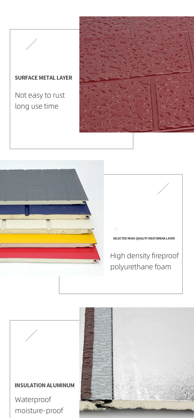 Cheap Price Foam Heat Insulated Roof Aluminium PU Polyurethane  Sandwich Panel Wall supplier