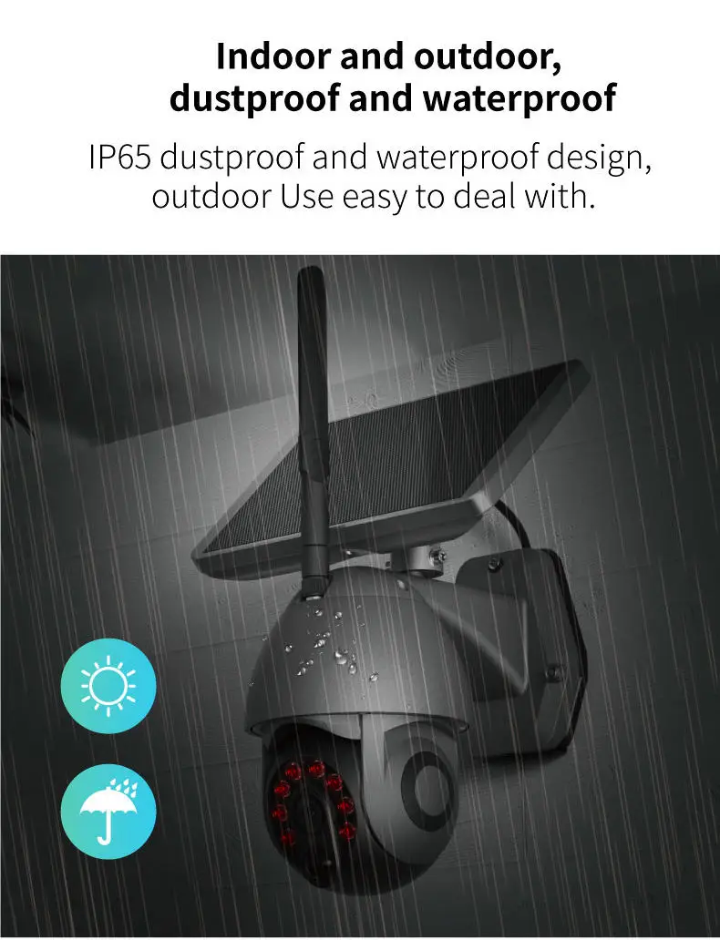 Купольная камера PTZ с ночным видением на солнечной батарее Wi-Fi 4G 4