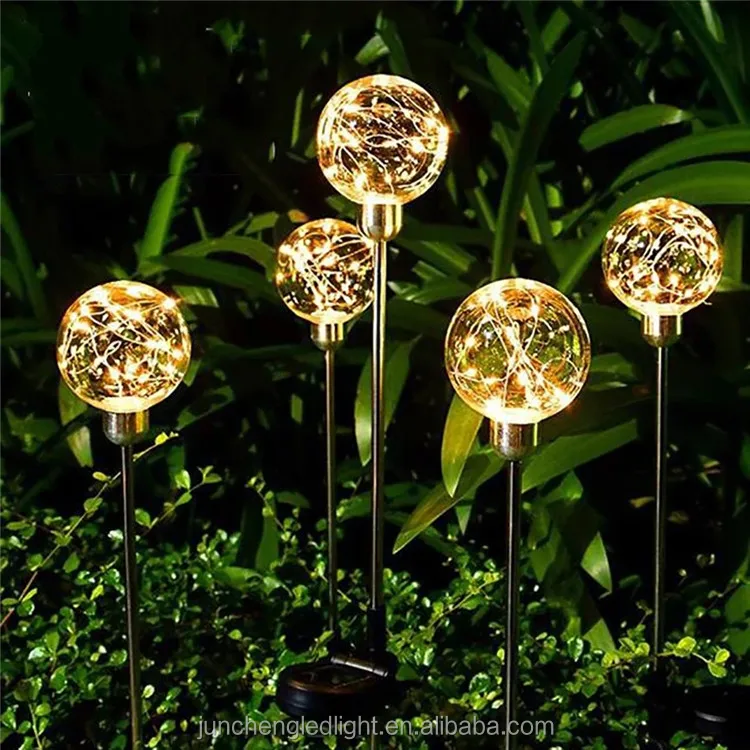 Solar Balkon Wasserdichte Kugel Reed Lampe Outdoor Garten Dekoration Led Leuchtende Kupferdraht Garten Rasen Licht Für Den Urlaub