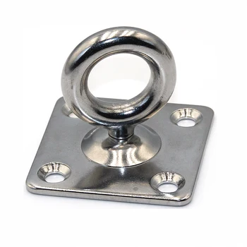 High Standard Marine Boat Hardware 304 316 Stainless Steel Ring Pad Lashing Square Eye Plate with Swivel Ring 5mm/6mm/8mm