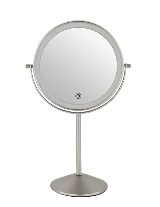 Nickel Plating Brush Satin Finish  10X 8X Led Makeup Mirror Modern Table Mirror With Led Light Wholesale