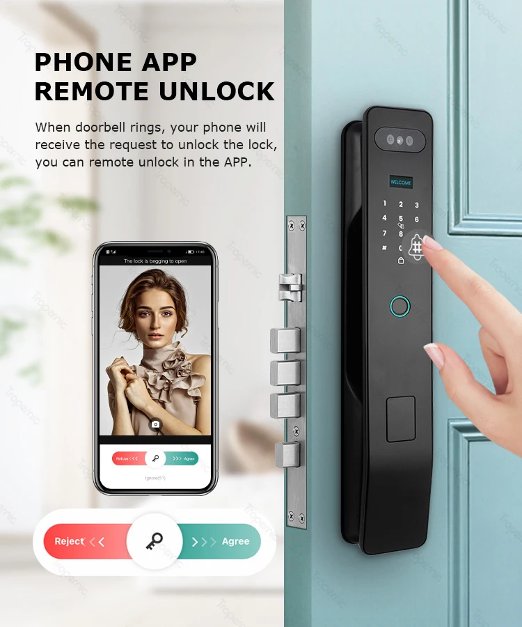 2024 3d Face Unlock Recognition Smart Locks Wood Door Tuya Id Face Scan ...