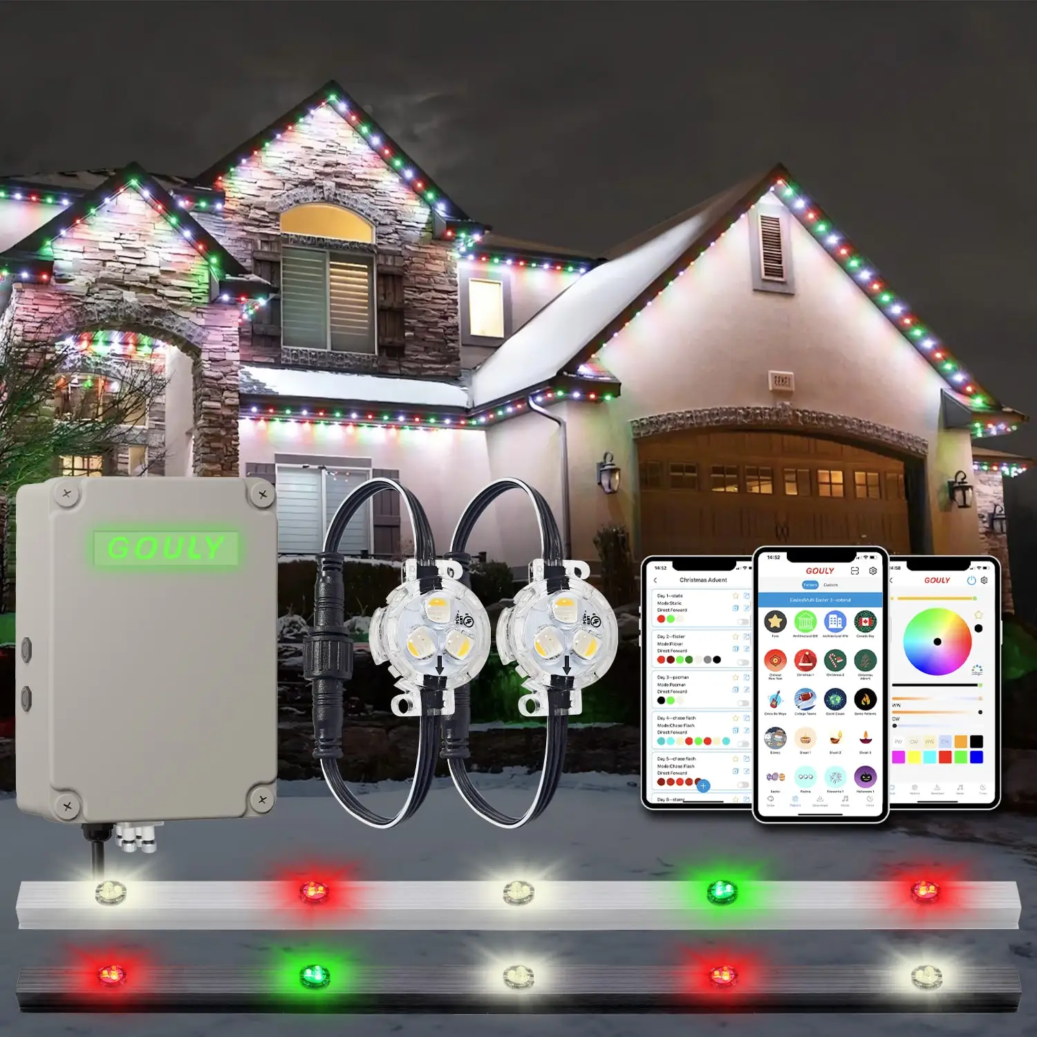 RGBW Multi Color Led Pixel Light Wifi Controller Christmas Permanent Outdoor Lights 12v 24v Pixel Led Light