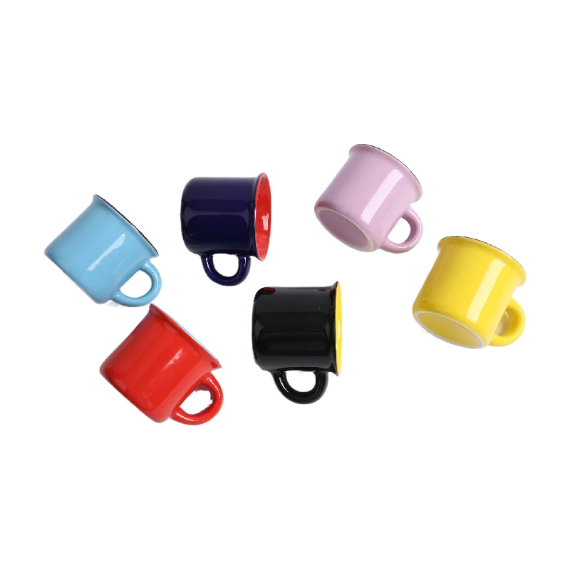 Drinkware Mini 3 oz Customized Shape and logo Colored Campfire Mugs Enamel Ceramic Mug