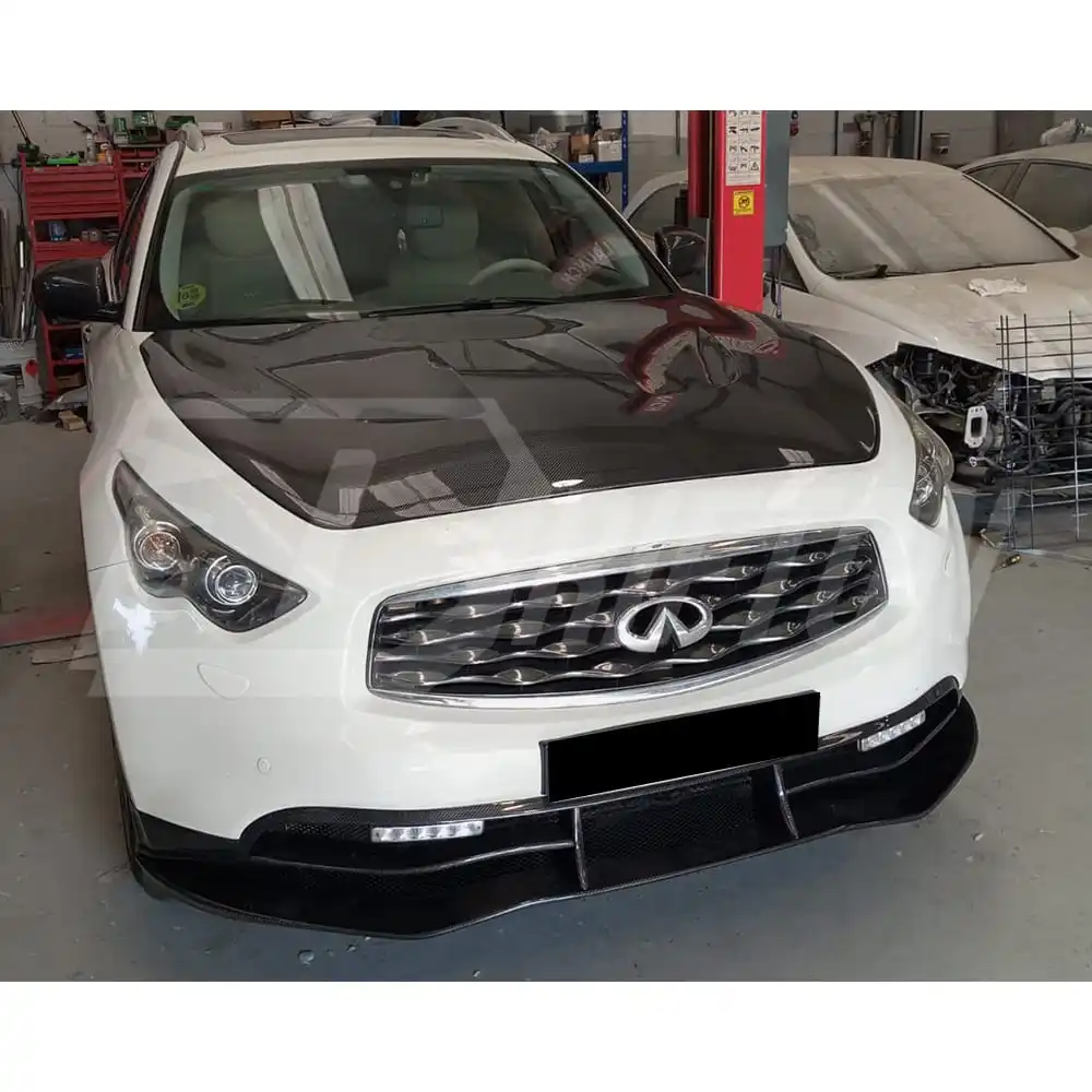 4-Piece Front Bumper Lip Spoiler Kit – Carbon Fiber Look – Fits Infiniti QX50, QX55, QX60 & QX70