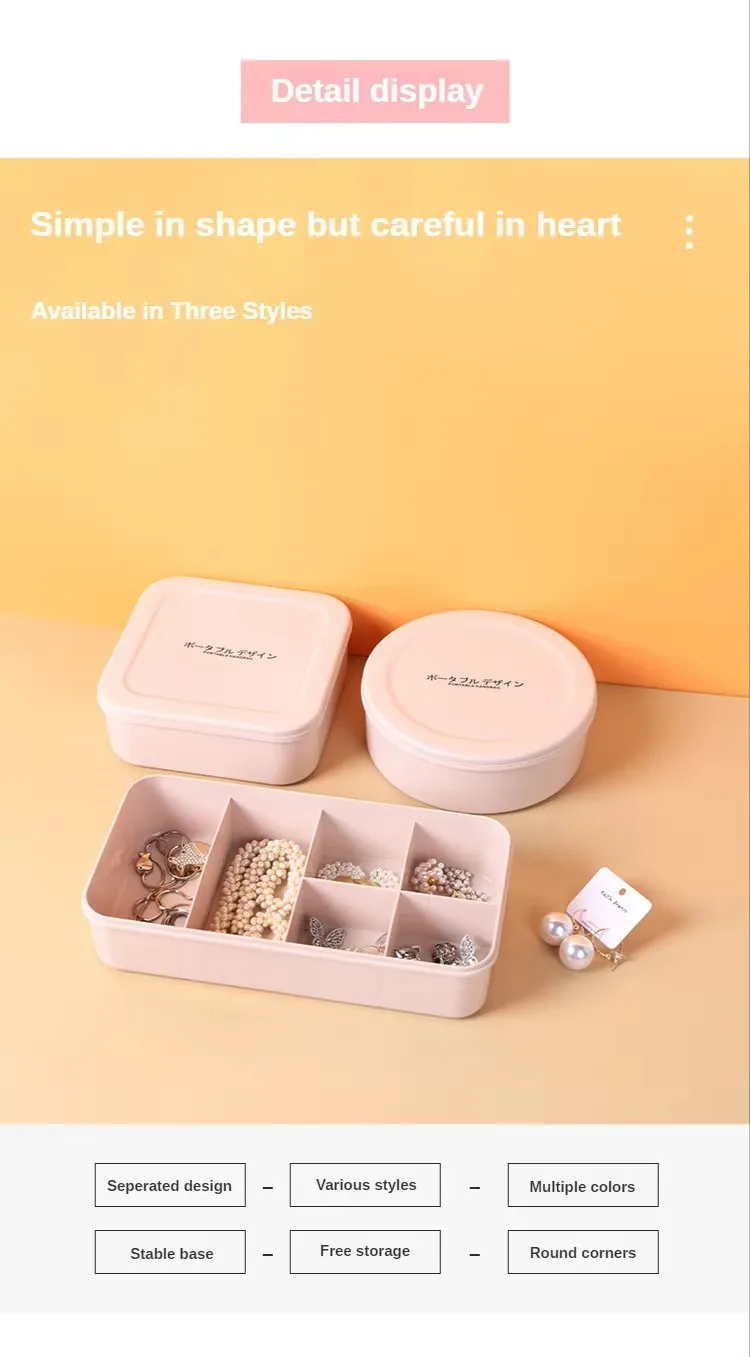 Portable Ring Earring Ear Stud Necklace Storage Box With Compartment Plastic Travel Jewelry Case Organizer manufacture